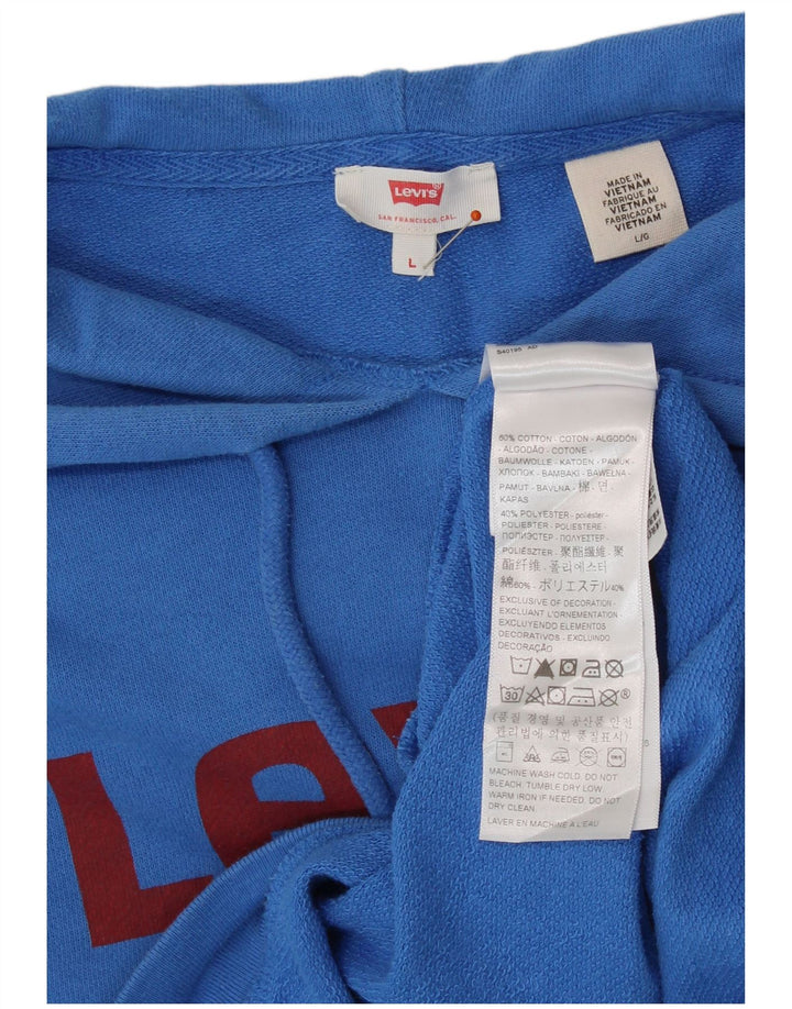 LEVI'S Pull à capuche surdimensionné graphique pour femme UK 16 Large Bleu Coton