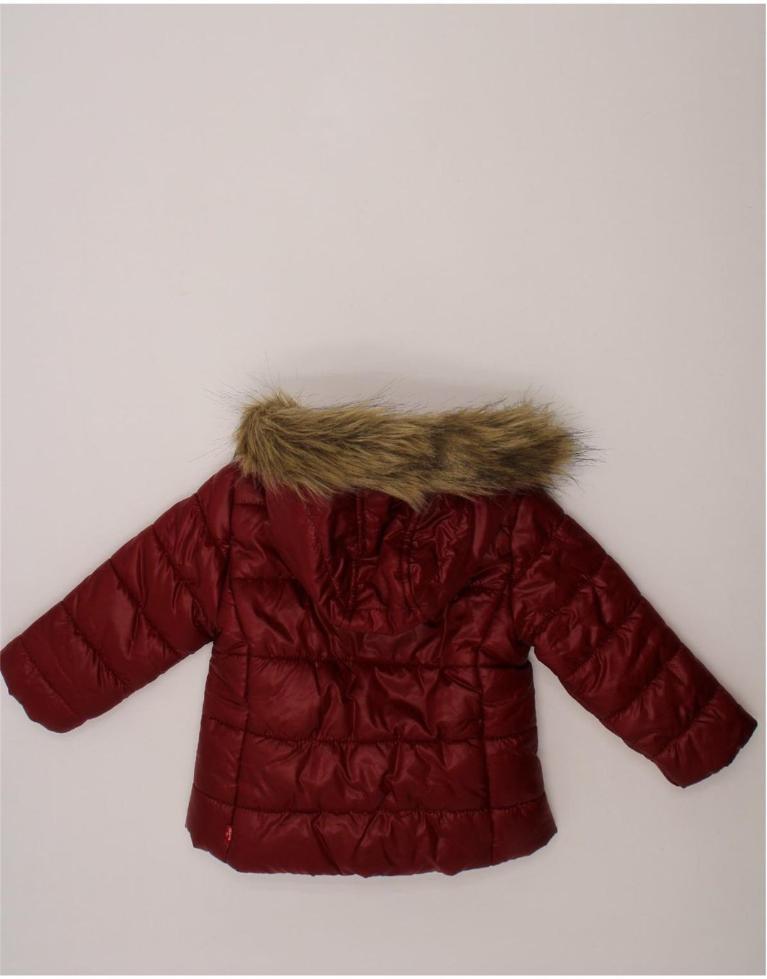 LEVI'S Baby Girls Hooded Padded Jacket 9-12 Months Maroon Polyester Vintage Levi's and Second-Hand Levi's from Messina Hembry 