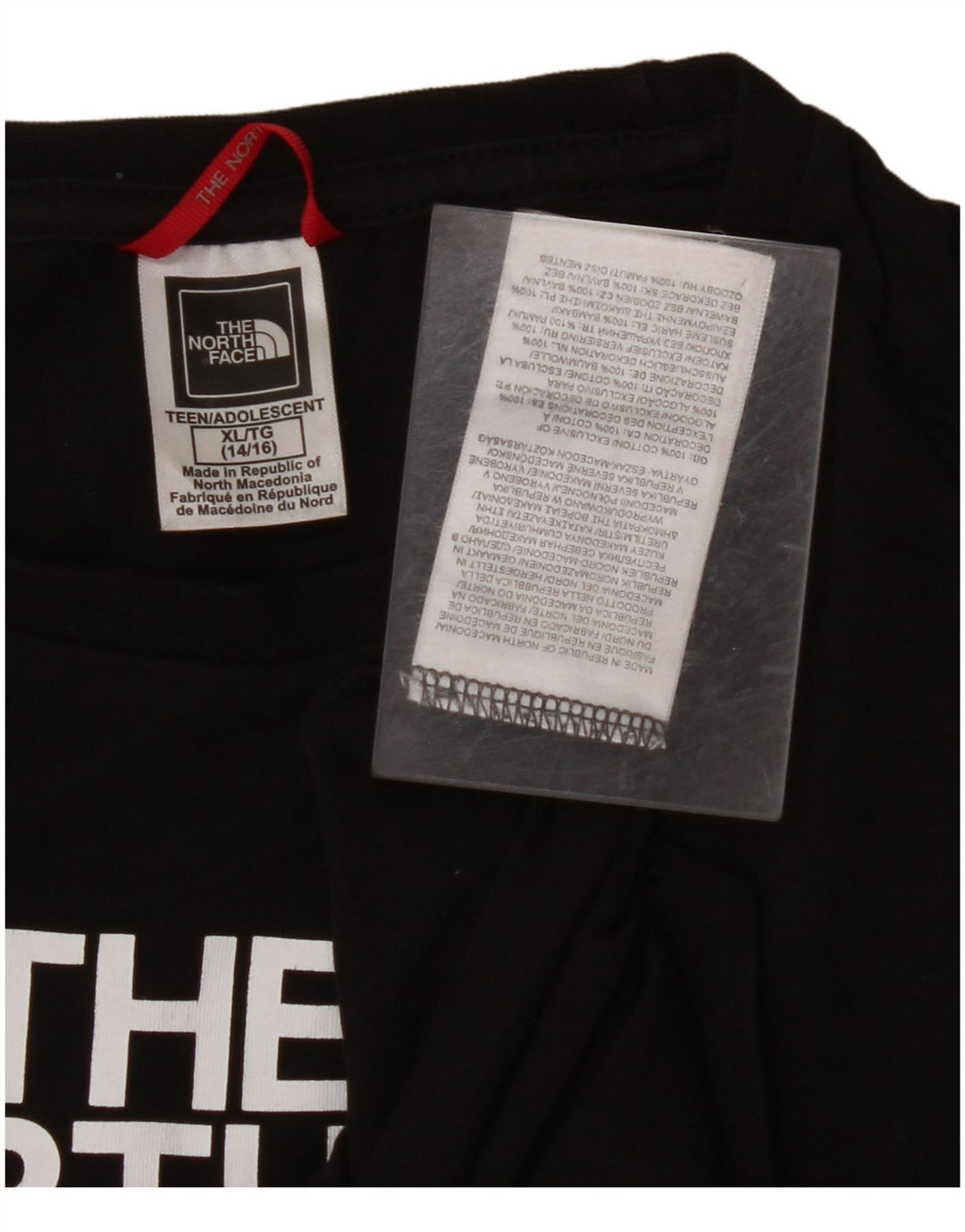 THE NORTH FACE Haut Graphique Fille Manches Longues 14-15 ans XL Noir Coton