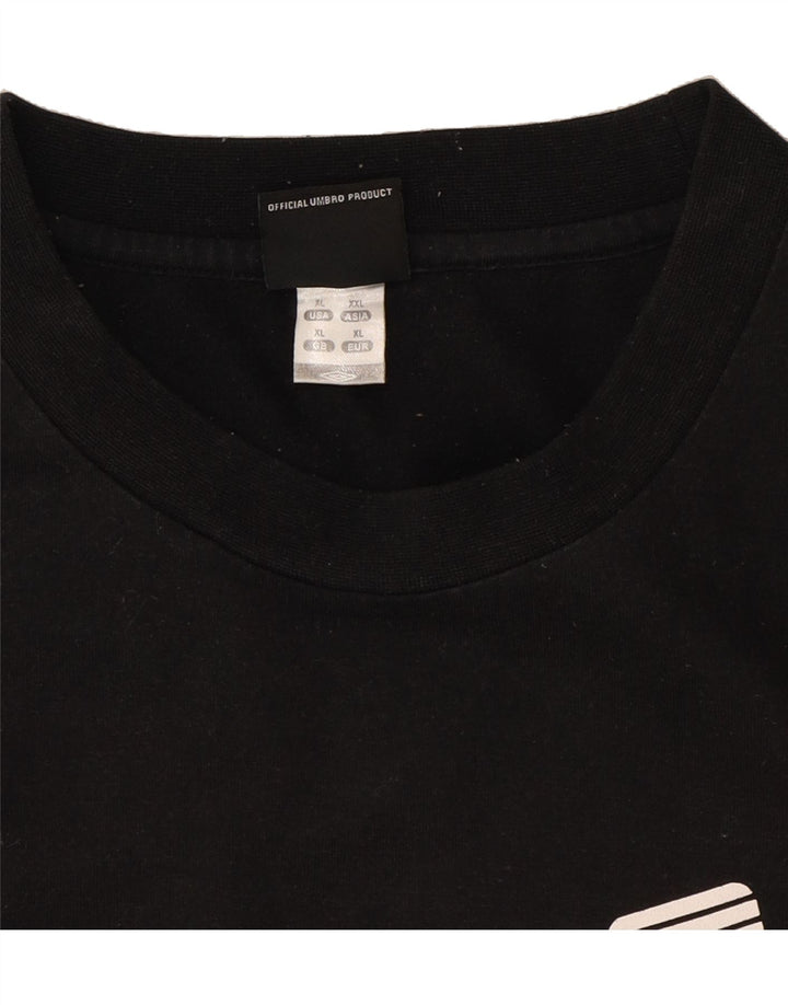 UMBRO Mens Graphic T-Shirt Top XL Black Cotton Vintage Umbro and Second-Hand Umbro from Messina Hembry 