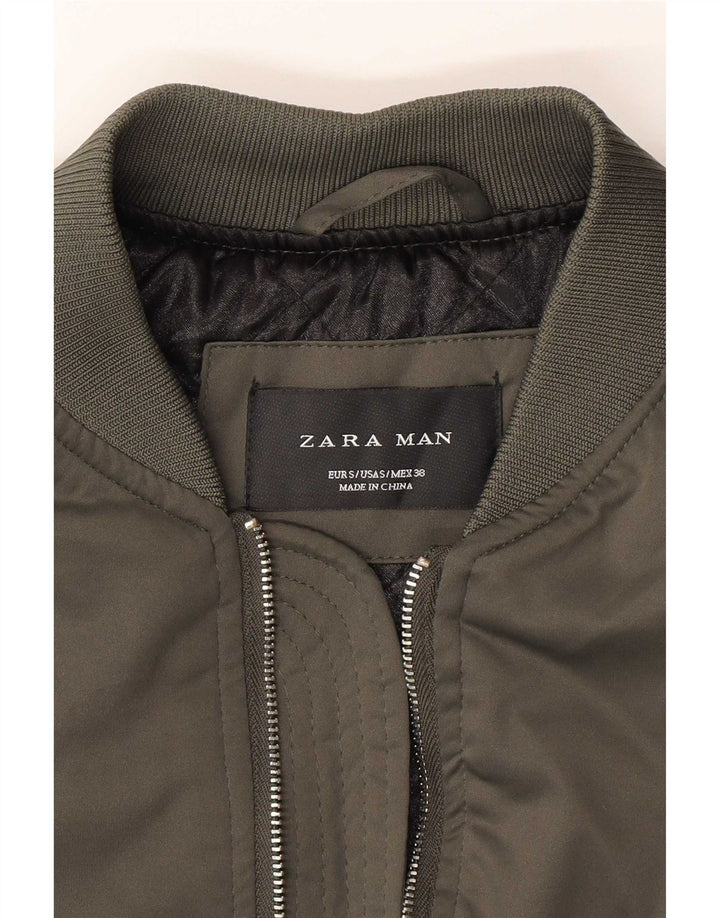 Zara Manteau Homme UK 36 Petit Kaki Polyester