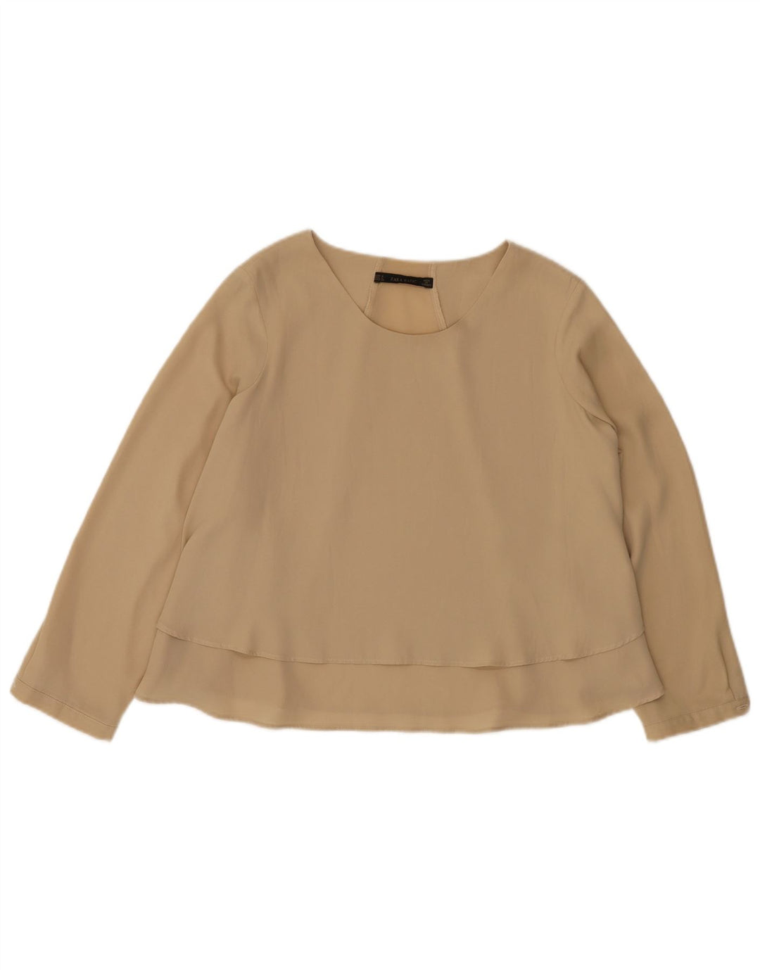 Zara Chemisier à manches longues pour femme UK 14 Polyester beige moyen