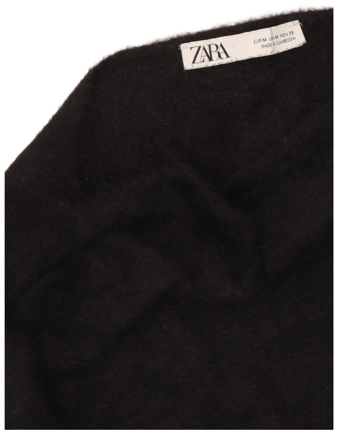 Zara Womens Crop Top Manches Longues UK 14 Moyen Noir