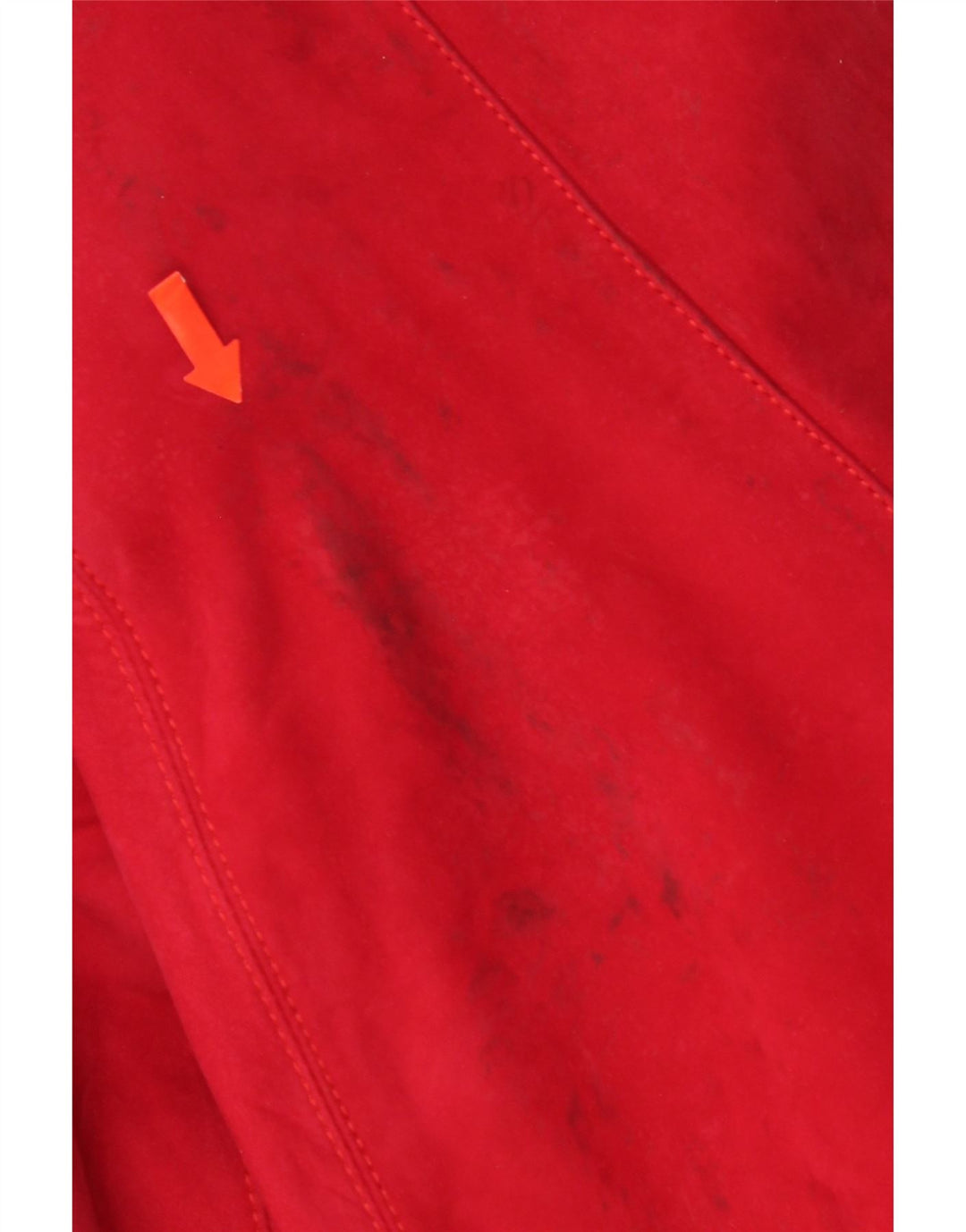 vintage Femmes Surdimensionné Suède Pardessus UK 14 Cuir Rouge Moyen
