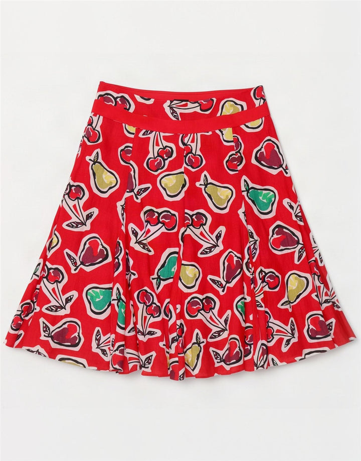 Hobbs Jupe trapèze graphique pour femme UK 12 Medium W32 Lin rouge