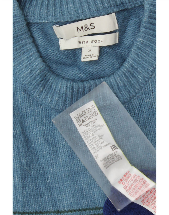 Marks & Spencer Pull col rond pour homme XL rayé multicolore