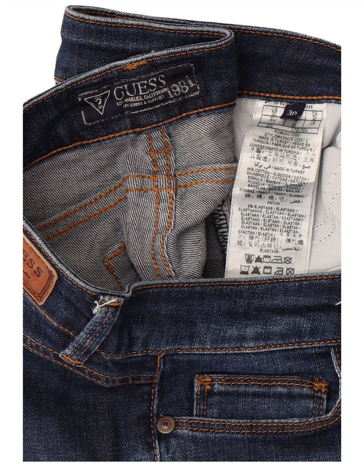 Guess Femme Starlet Jean Droit W30 L32 Bleu Coton