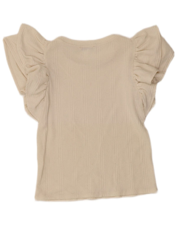 Zara Womens Crop Blouse Top UK 12 Beige Moyen