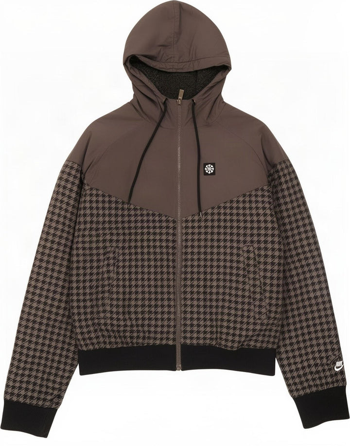 Nike Veste bomber à capuche pour homme UK 34/36 Petit gris pied-de-poule Polyester