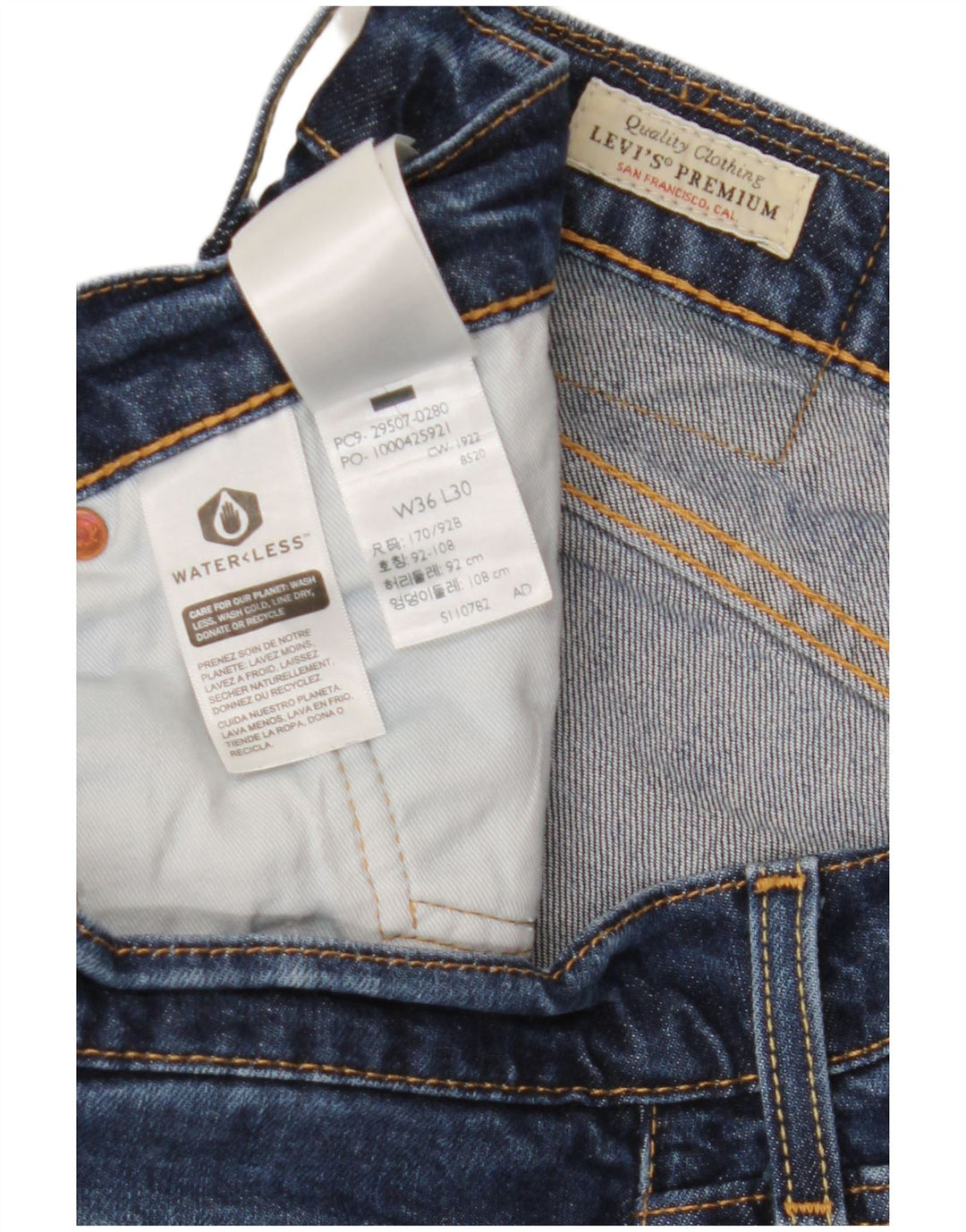 LEVI'S Jean Droit Homme W36 L27 Bleu Coton