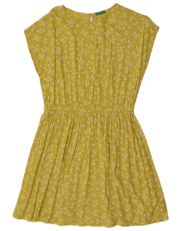 Benetton Robe trapèze pour femme UK 44, jaune moyen, floral