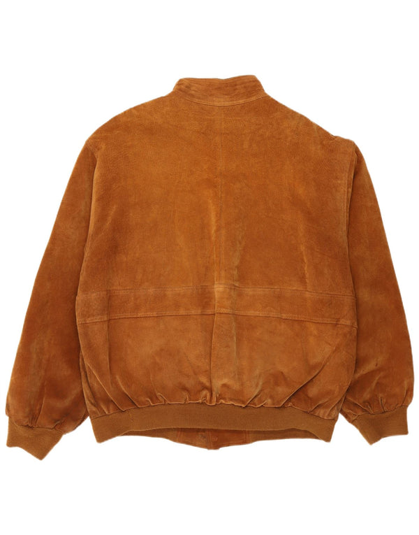 vintage Mens Suede Bomber Jacket UK 40 Grand Marron Polyester