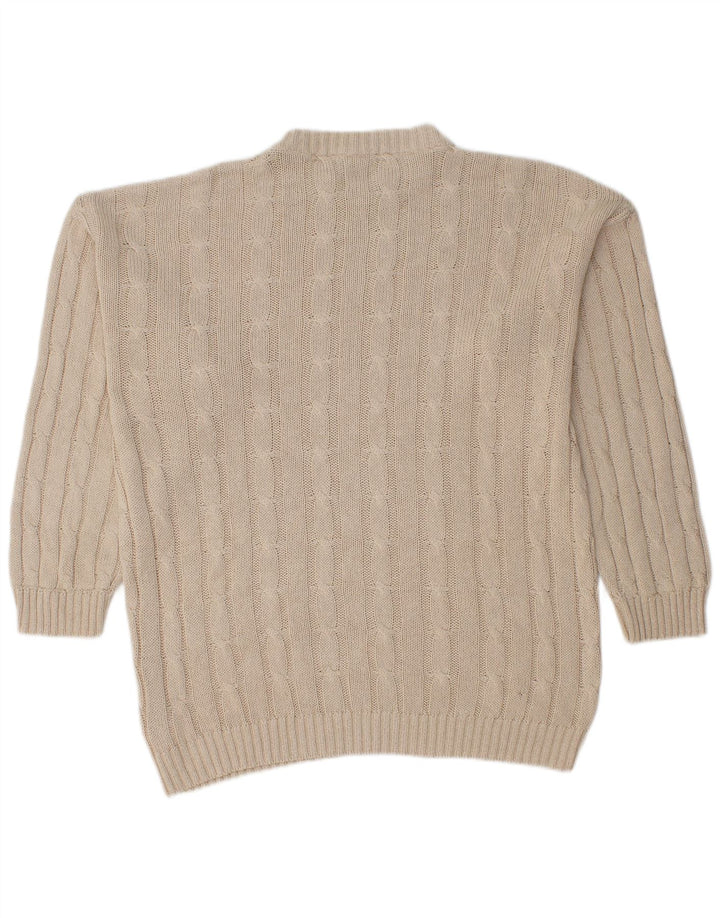 vintage Mens Crew Neck Jumper Pull Grand Coton Beige