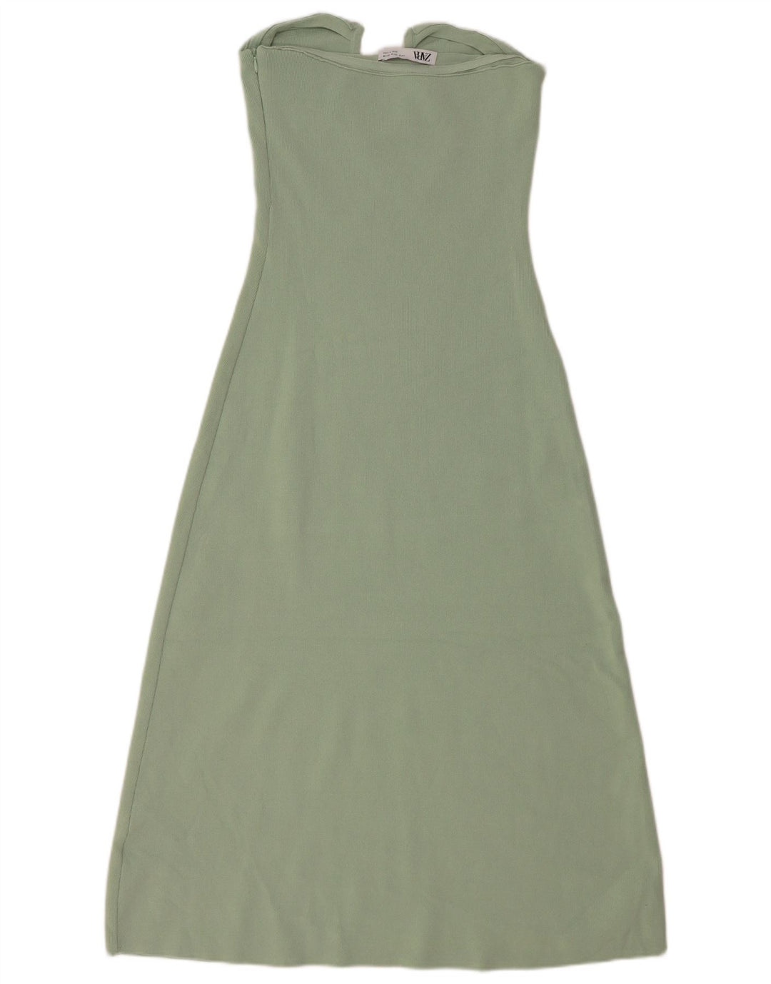 Zara Femme Robe Bustier UK 12 Viscose Vert Moyen