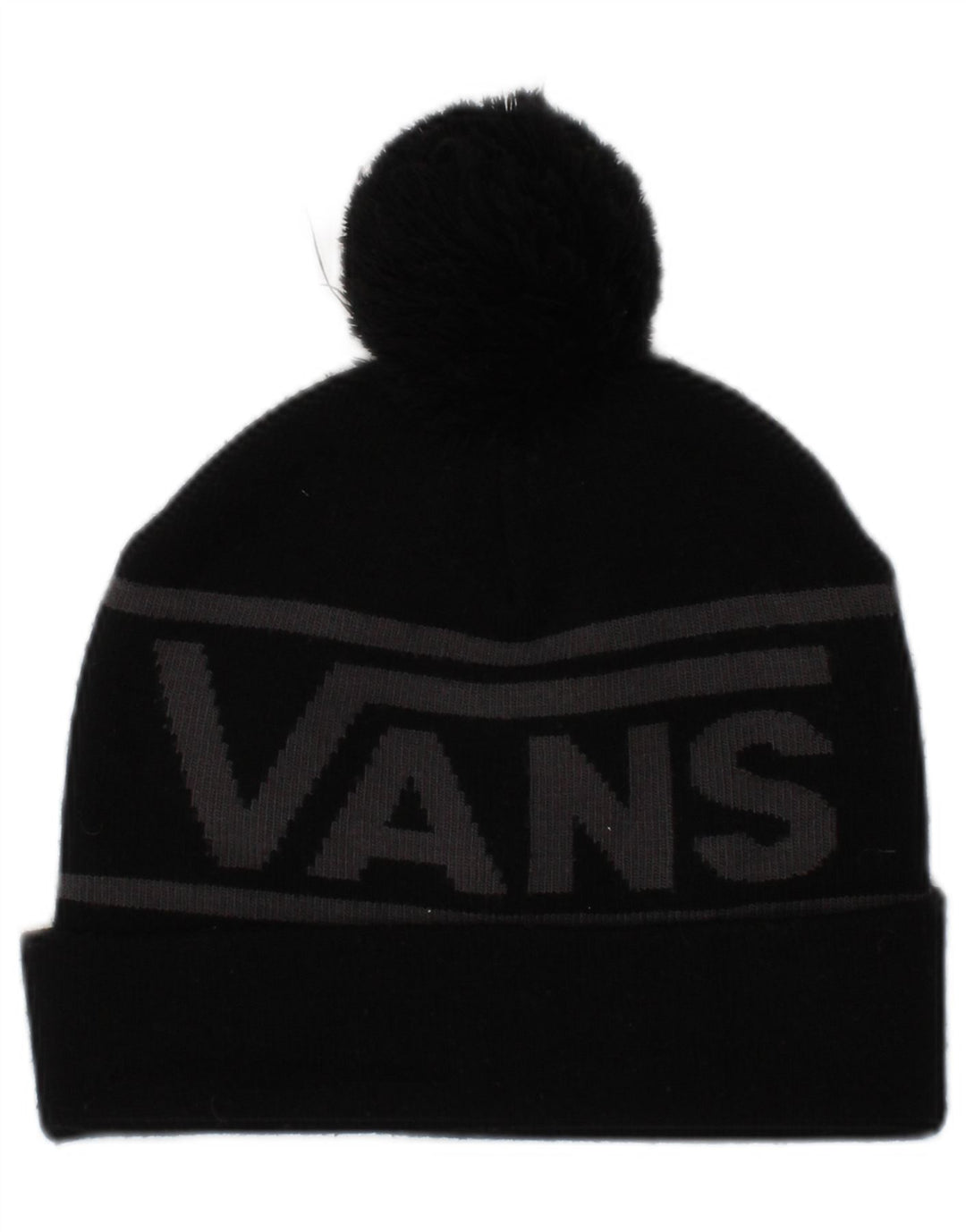 Vans Bonnet en tricot graphique pour homme, taille unique, acrylique color block noir