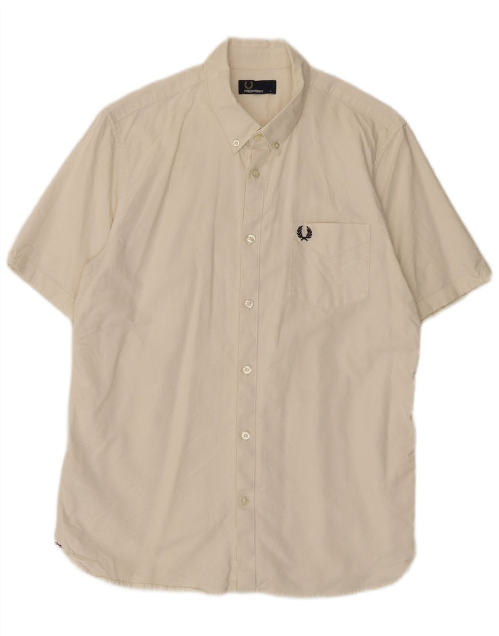 Fred Perry Chemise à manches courtes pour hommes Grand coton blanc