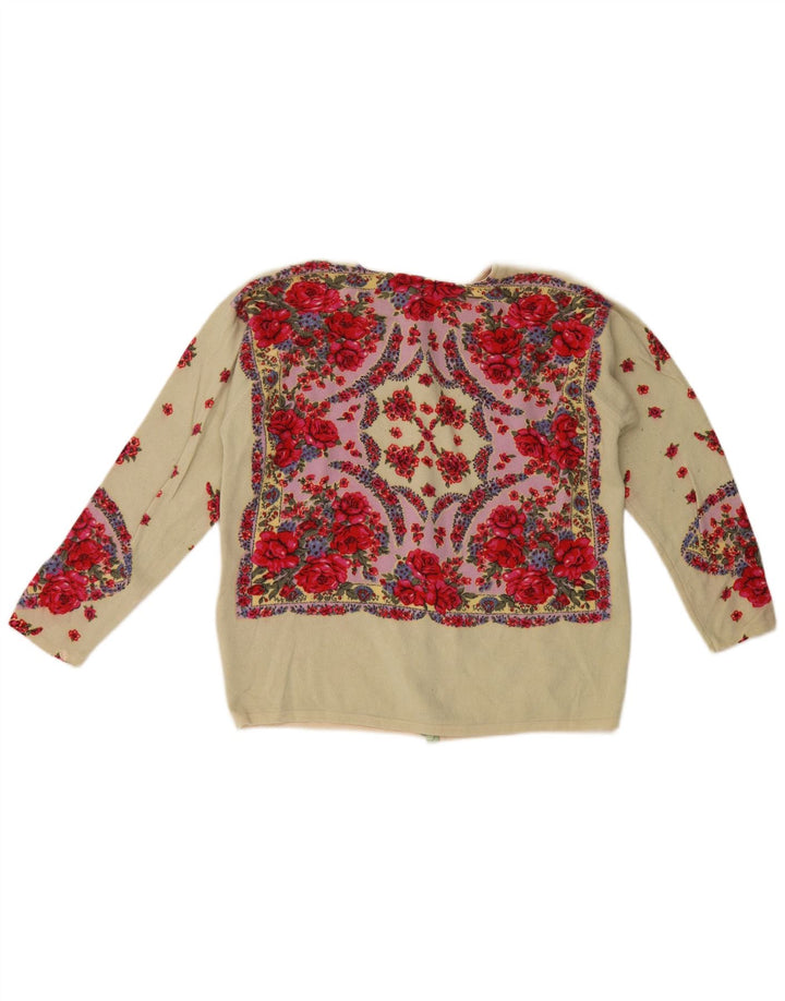 Blumarine Femme Cardigan Pull IT 46 Grande Laine Florale Multicolore