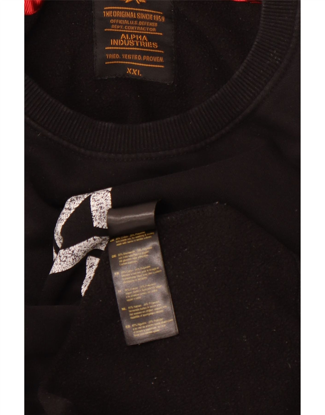 ALPHA INDUSTRIES Sweat-shirt graphique pour homme 2XL en coton noir