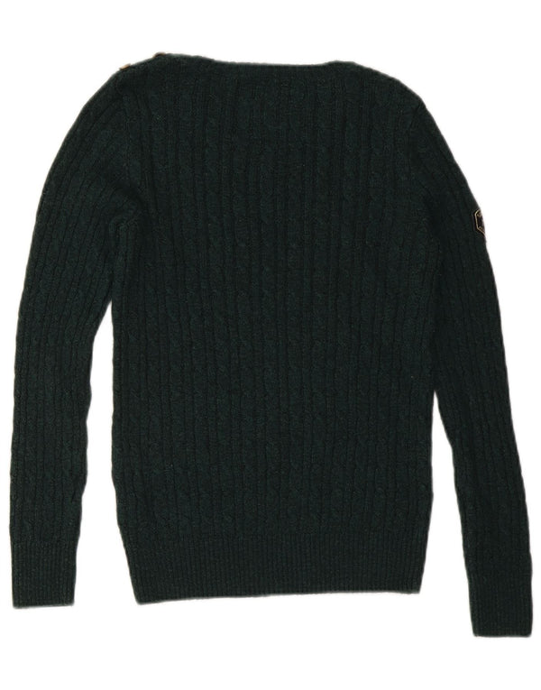 SUPERDRY Pull col bateau pour femme UK 10 Small Vert Acrylique