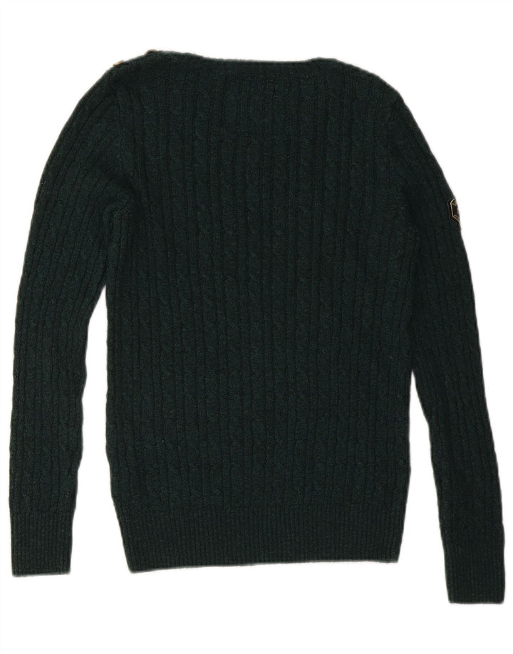 SUPERDRY Pull col bateau pour femme UK 10 Small Vert Acrylique