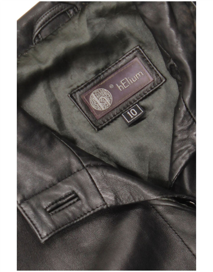 Helium Manteau en cuir pour femme UK 10 Petit Noir