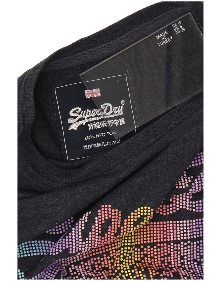 SUPERDRY T-shirt graphique pour femme UK 10 Small Gris