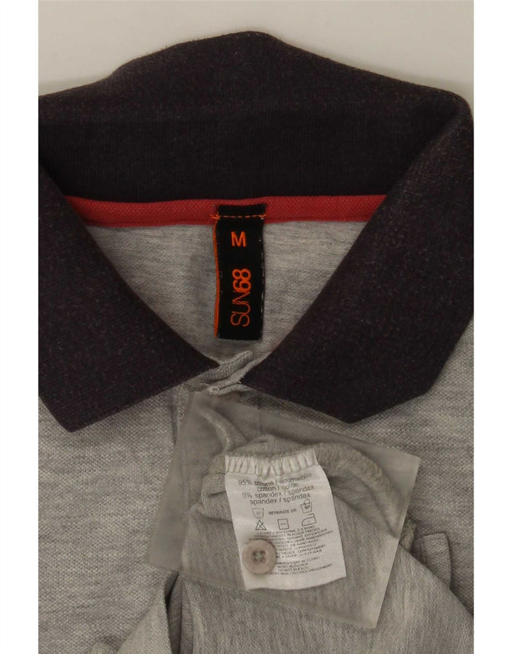 Sun68 Polo Homme Gris Moyen Rayé Coton