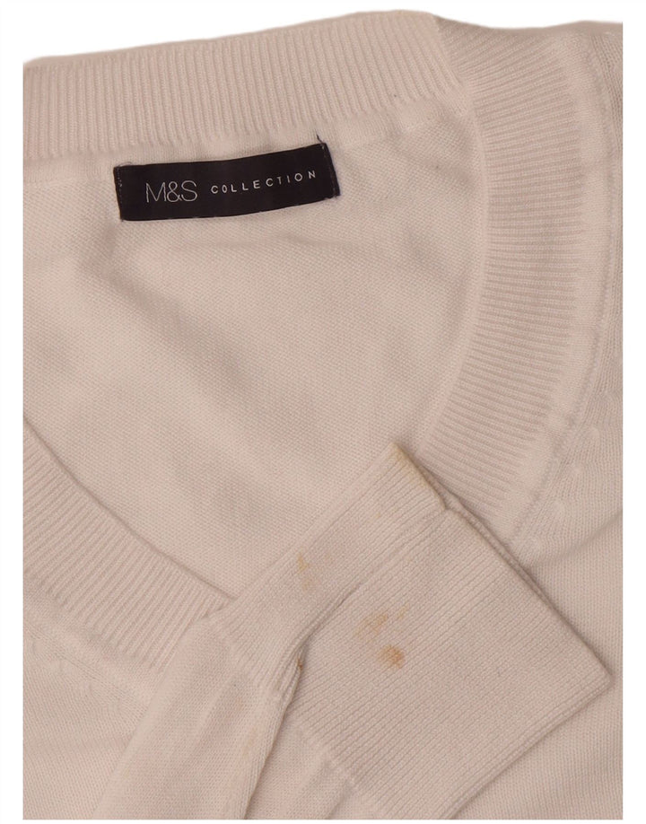 Marks & Spencer Pull col V pour homme XL en coton blanc