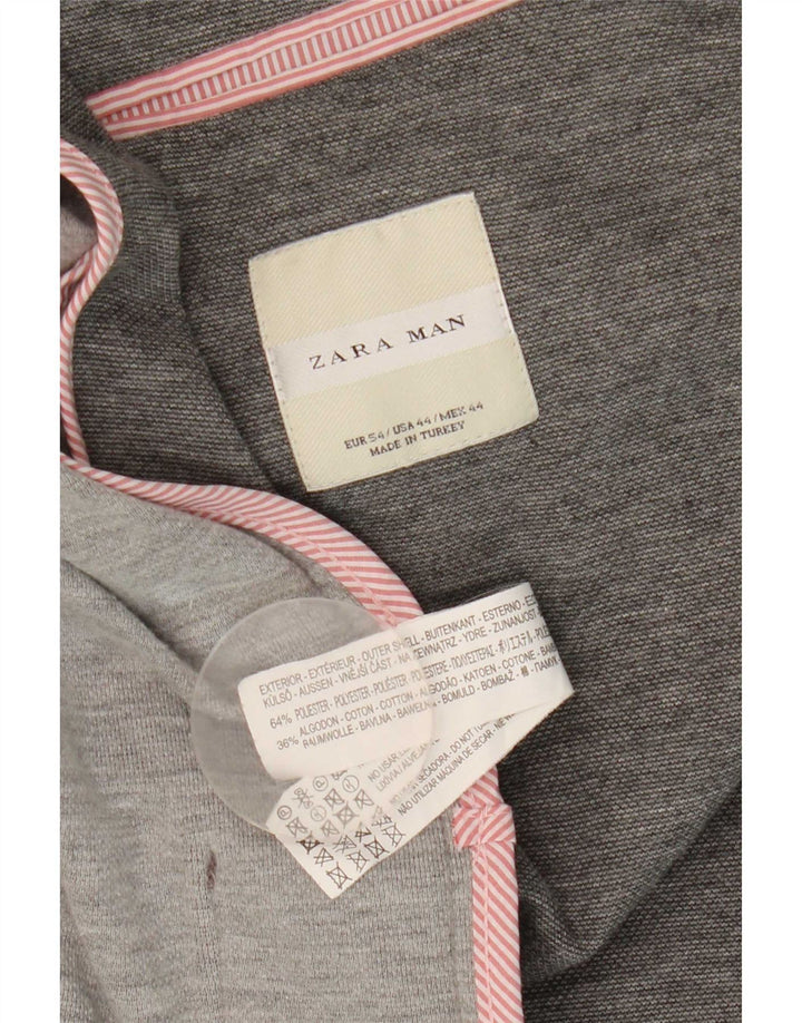 Zara Veste Blazer 2 Boutons Homme EU 54 XL Gris Polyester