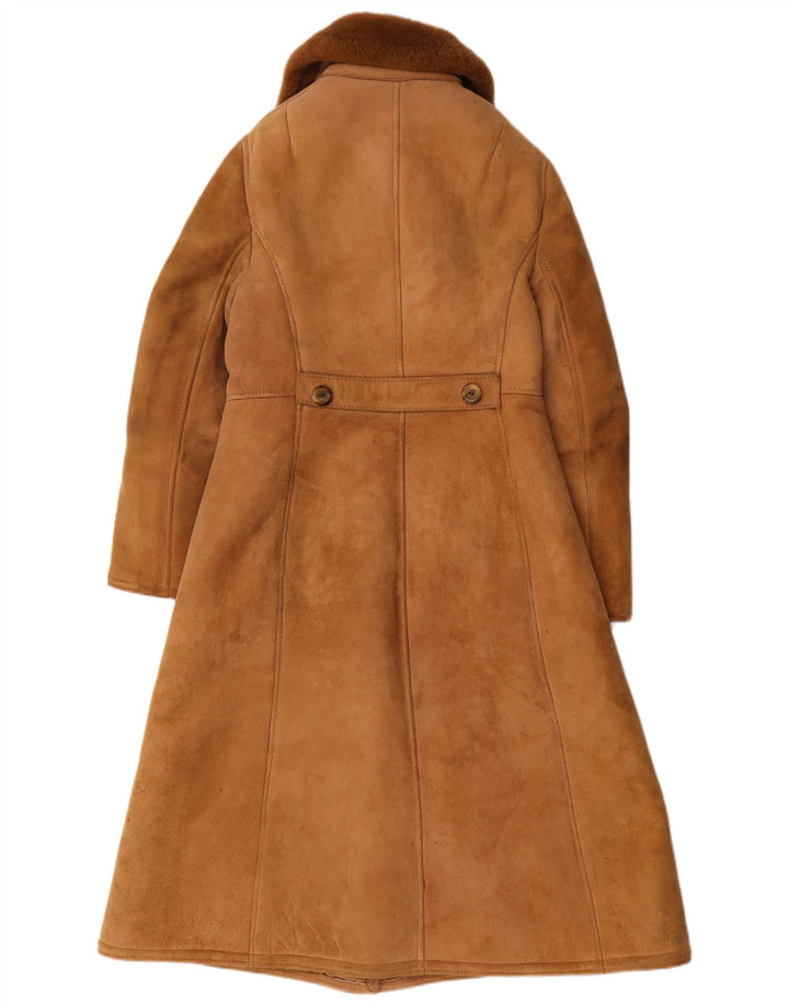 Julian Vard Manteau en peau de mouton pour femme UK 12 Cuir marron moyen