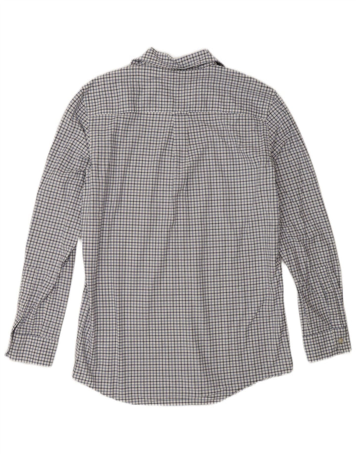 Chaps Chemise Oxford Homme Petit Carreau Blanc Coton