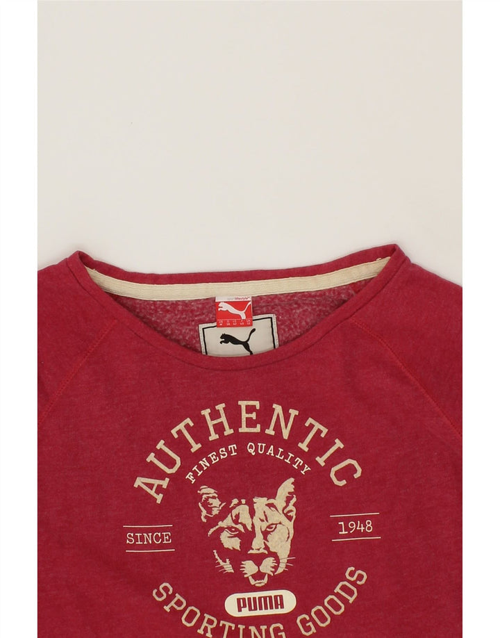 PUMA Womens Graphic Sweatshirt Jumper UK 12 Medium Red Cotton Vintage Puma and Second-Hand Puma from Messina Hembry 