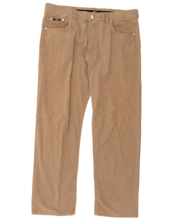 Hugo Boss Pantalon décontracté droit W40 L32 Beige Coton