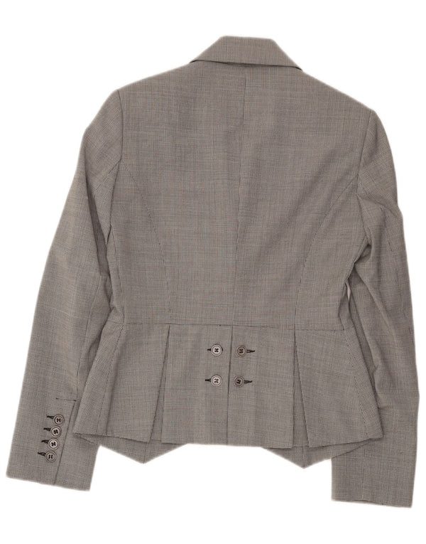 Germano Zama Veste blazer à 2 boutons pour femme UK 12 Gris moyen à carreaux