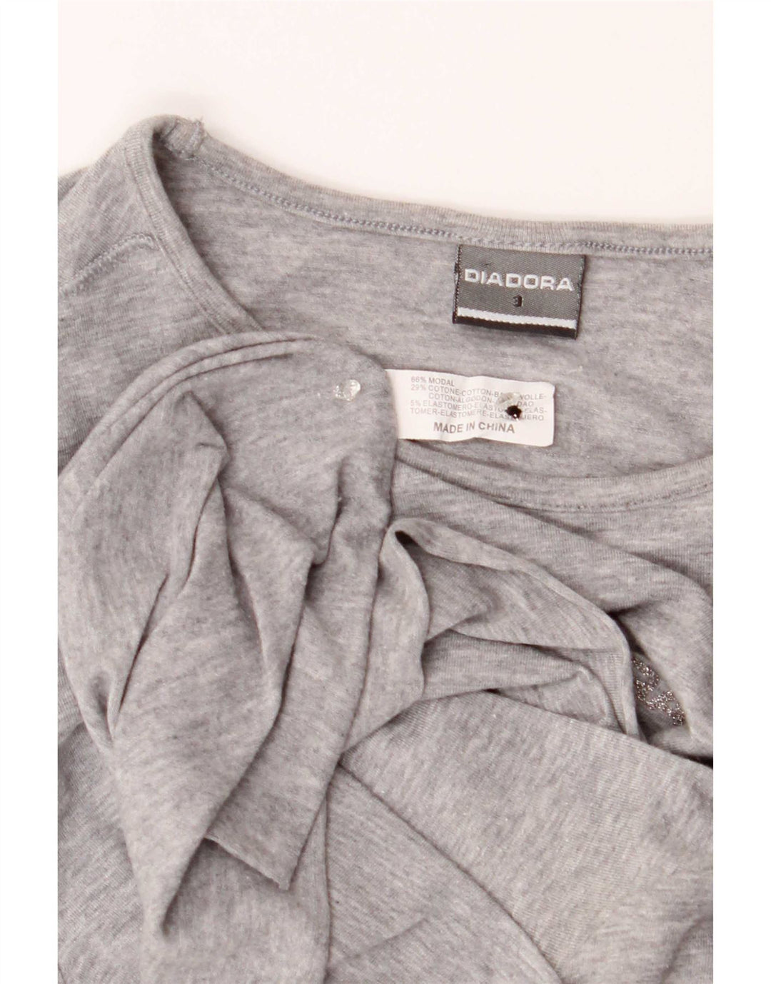 Diadora T-Shirt Femme Top US 3 Small Gris Modal