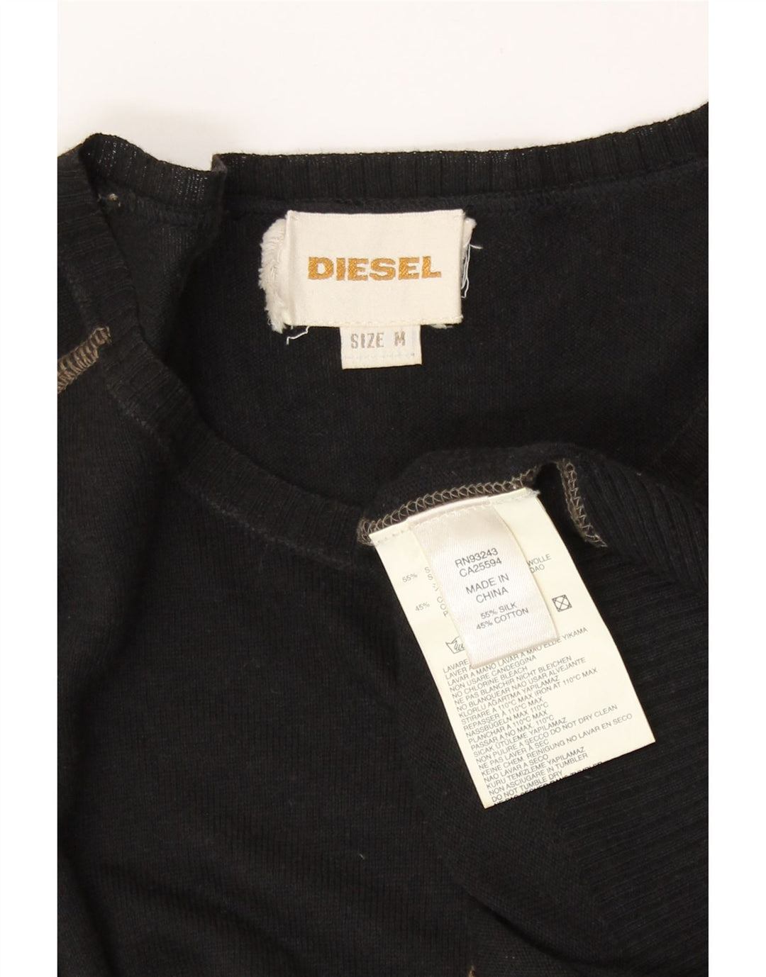 Diesel Pull col bateau en soie rayée noir moyen pour homme