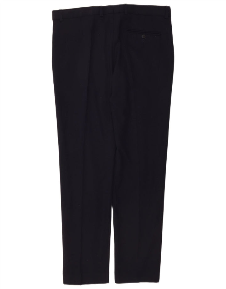 Marks & Spencer Pantalon de Costume Slim Homme W34 L31 Laine Bleu Marine
