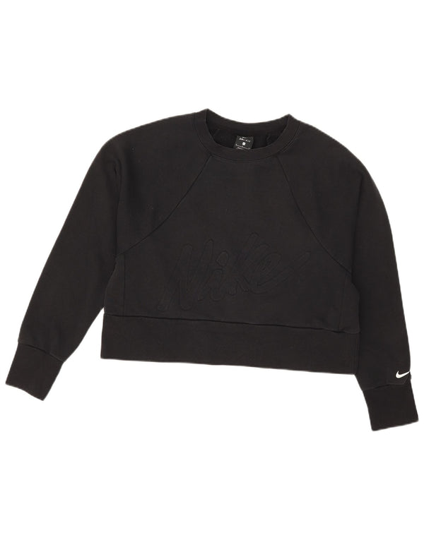Nike Femme Dri Fit Graphic Sweat-shirt surdimensionné UK 10 Petit Noir