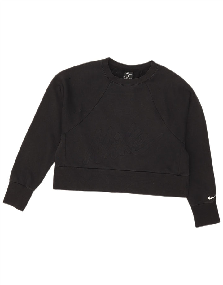 Nike Femme Dri Fit Graphic Sweat-shirt surdimensionné UK 10 Petit Noir