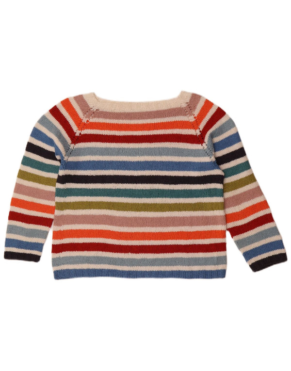 vintage Womens Boat Neck Jumper Sweater UK 14 Moyen Multicolore Rayé