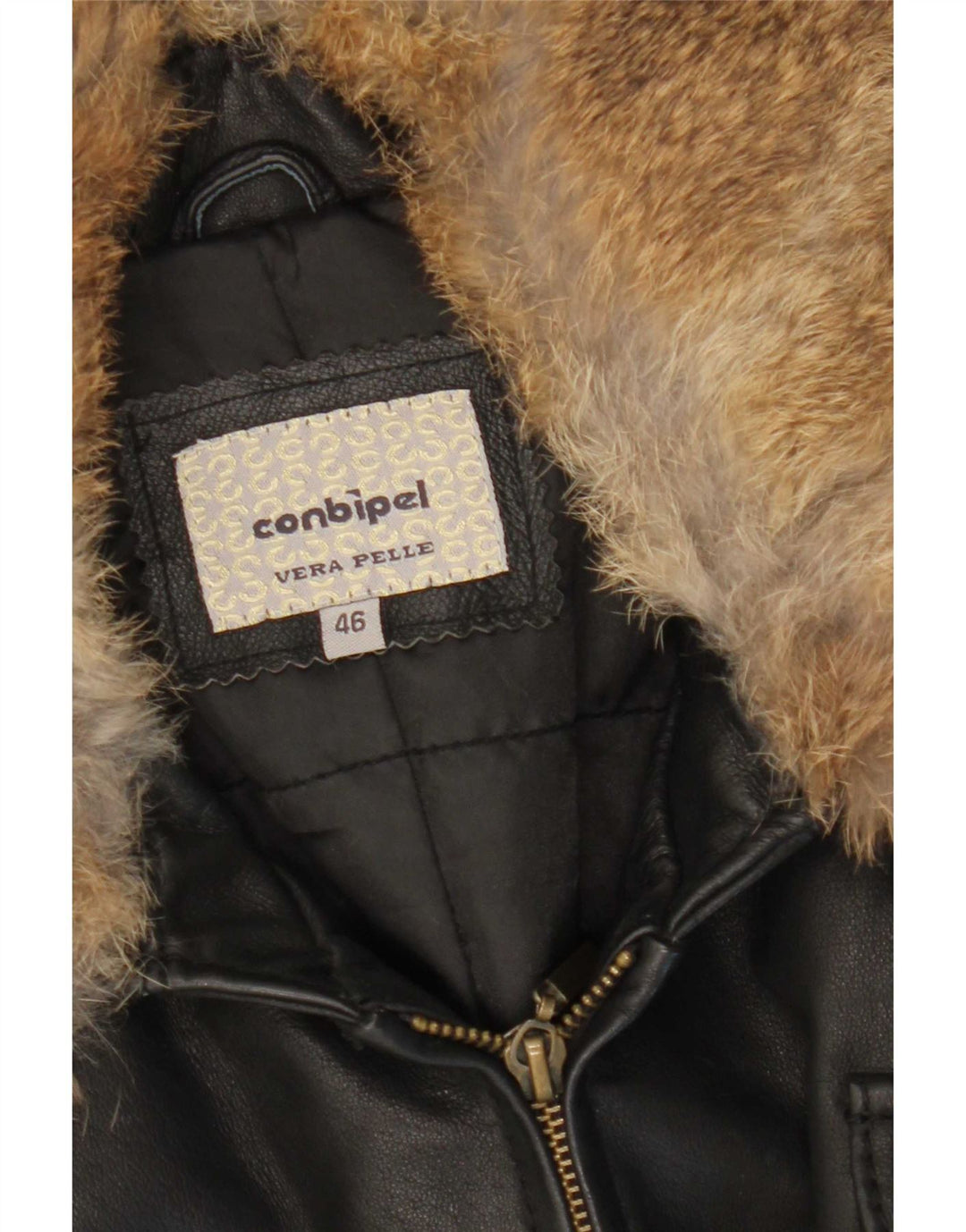 Conbipel Veste en Cuir Femme IT 46 Grand Cuir Noir