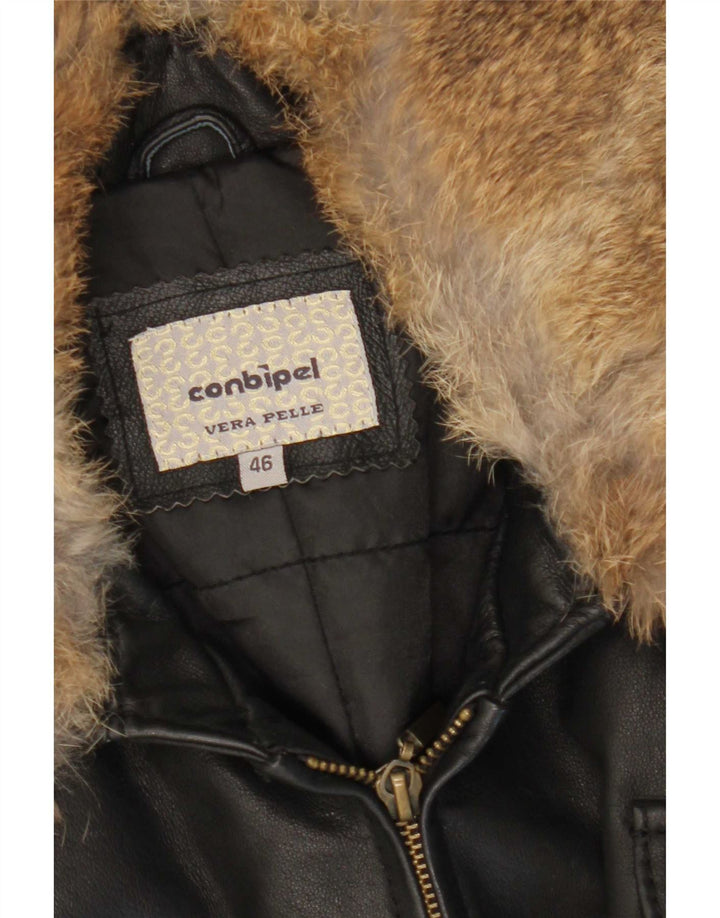 Conbipel Veste en Cuir Femme IT 46 Grand Cuir Noir