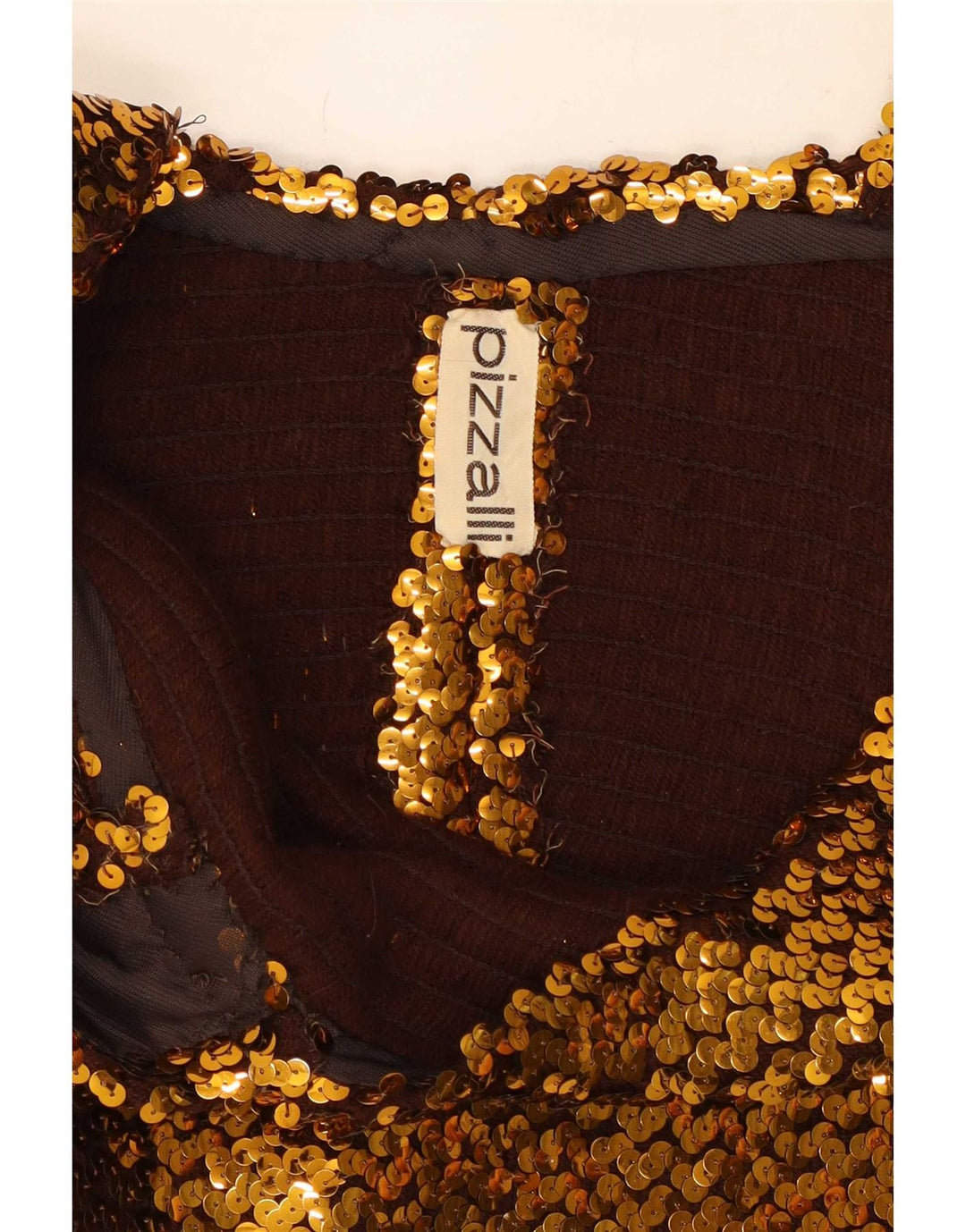 vintage Femmes Sans Manches Sequin Crop Top UK 12 Or Moyen