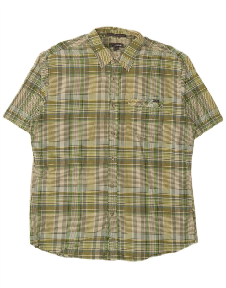 EDDIE BAUER Chemise classique à manches courtes pour homme en coton à carreaux verts