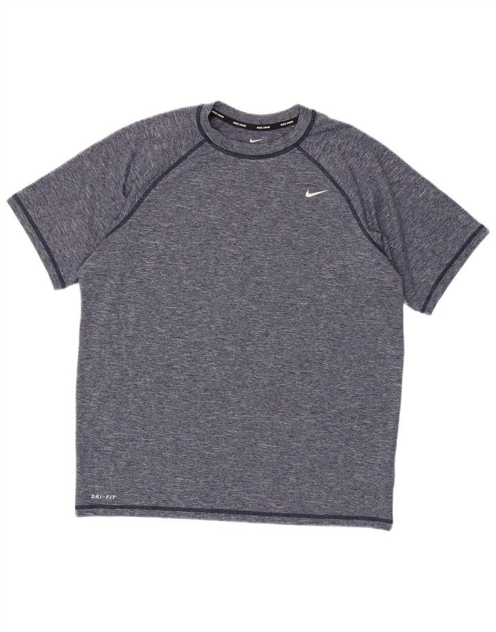 Nike Hommes Dri Fit T-Shirt Haut Large Bleu Marine Moucheté Polyester