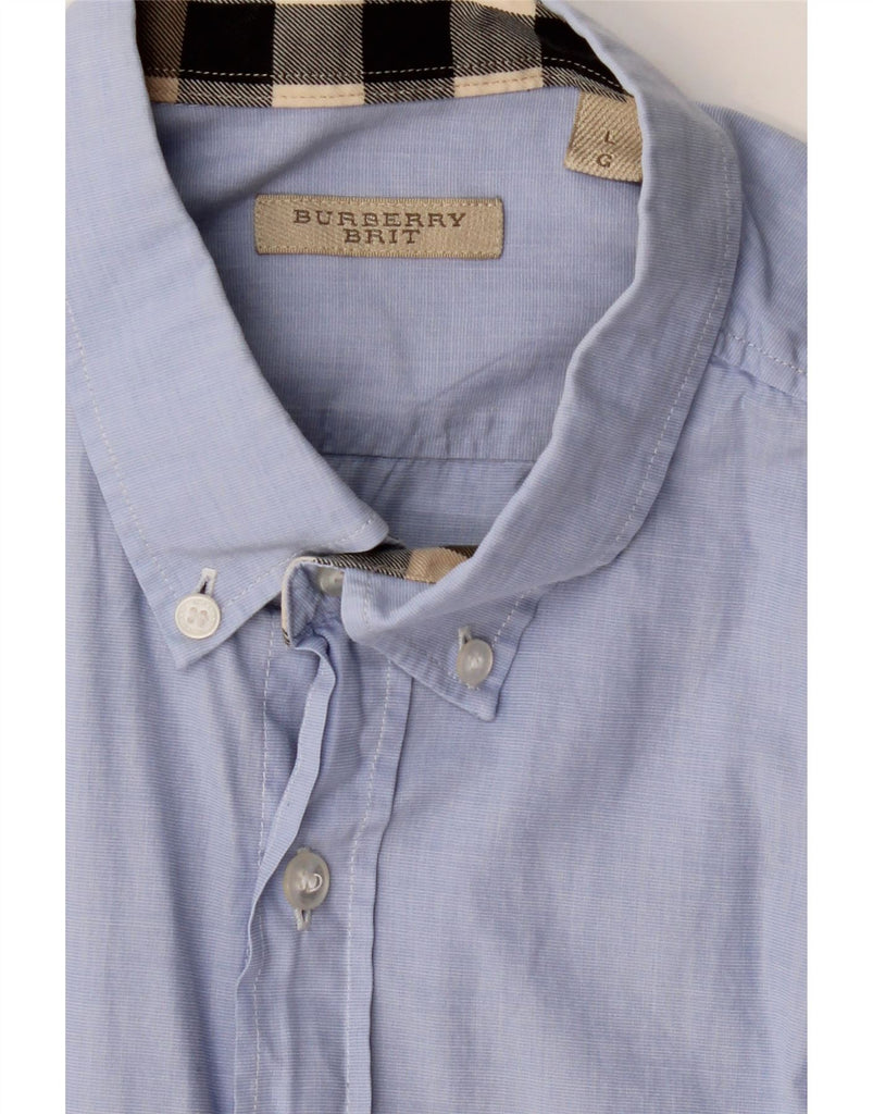 BURBERRY Mens BRIT Shirt Large Blue Cotton Vintage Burberry and Second-Hand Burberry from Messina Hembry 