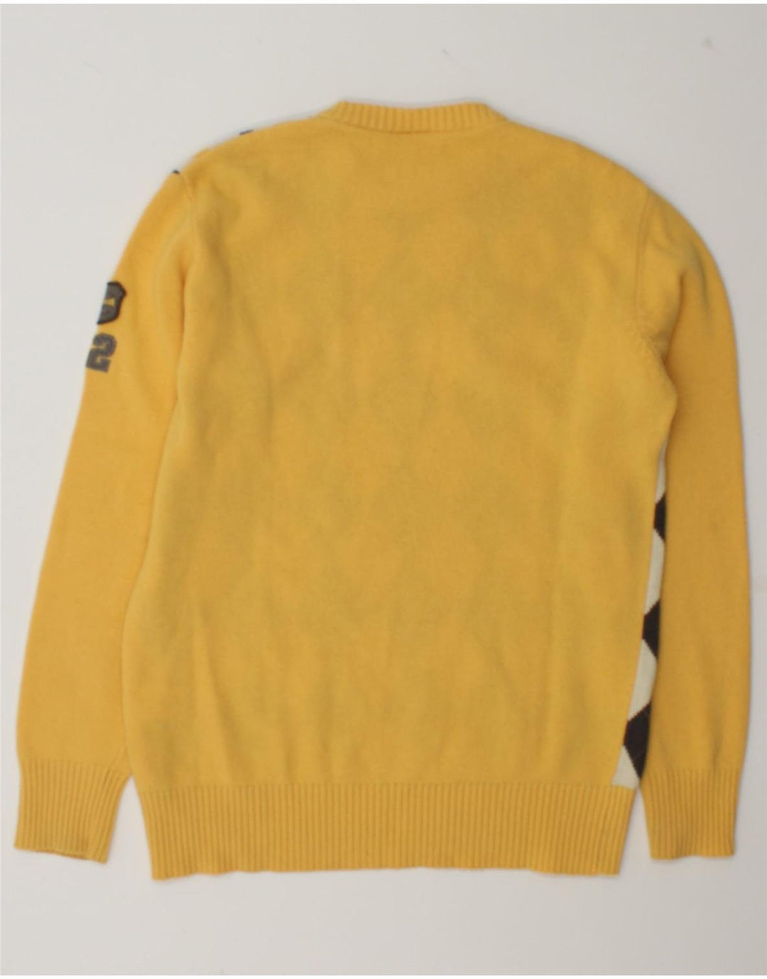 Tom Tailor Pull col rond pour homme en laine jaune à losanges/diamants