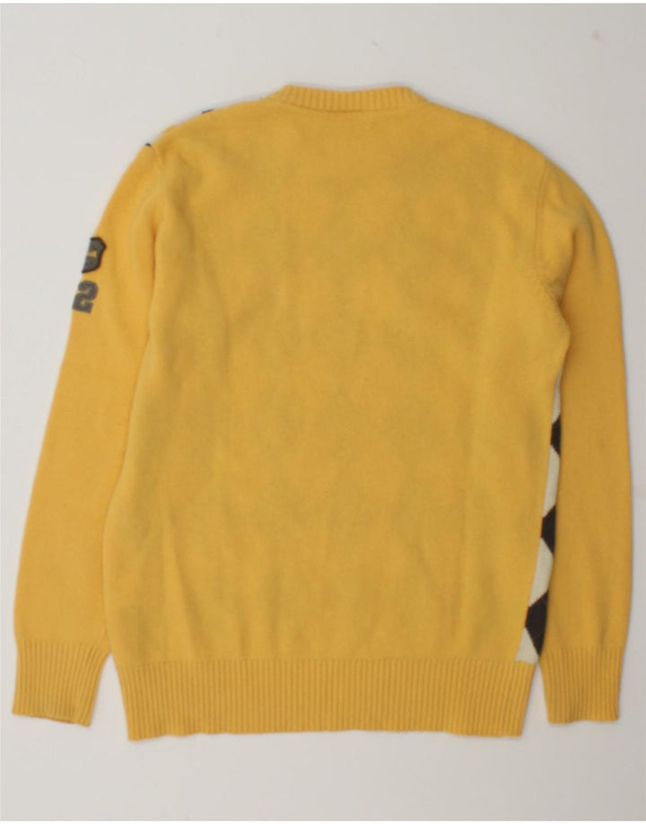 Tom Tailor Pull col rond pour homme en laine jaune à losanges/diamants