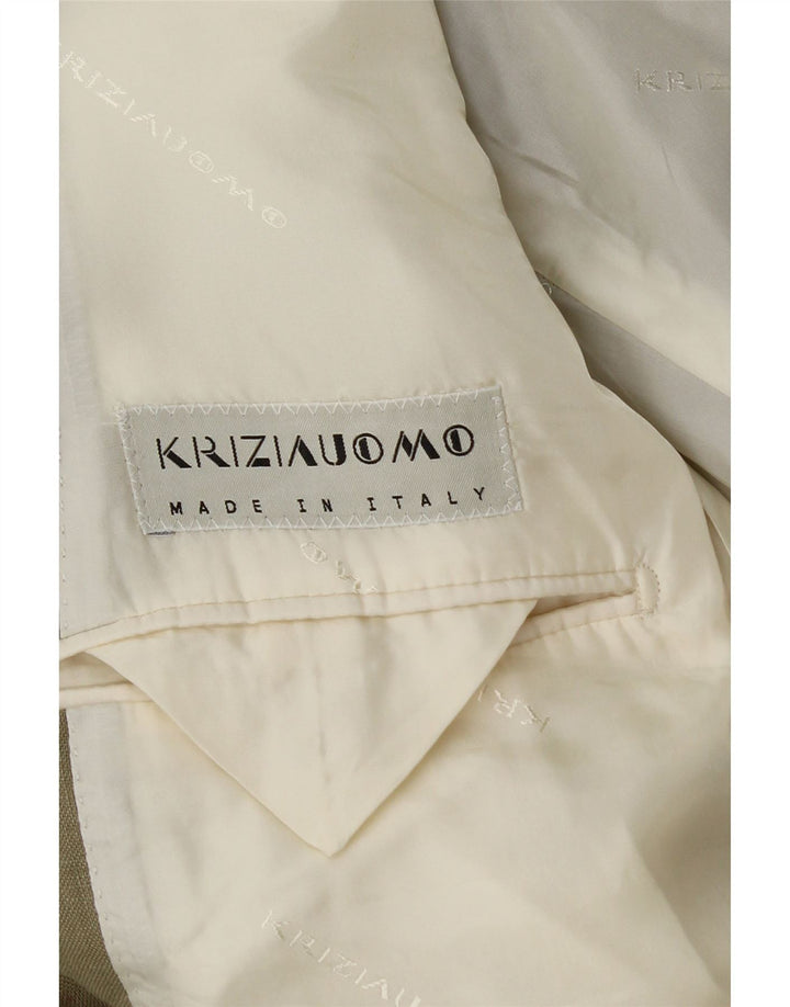 Krizia Veste blazer à 3 boutons pour homme UK 38 Kaki moyen