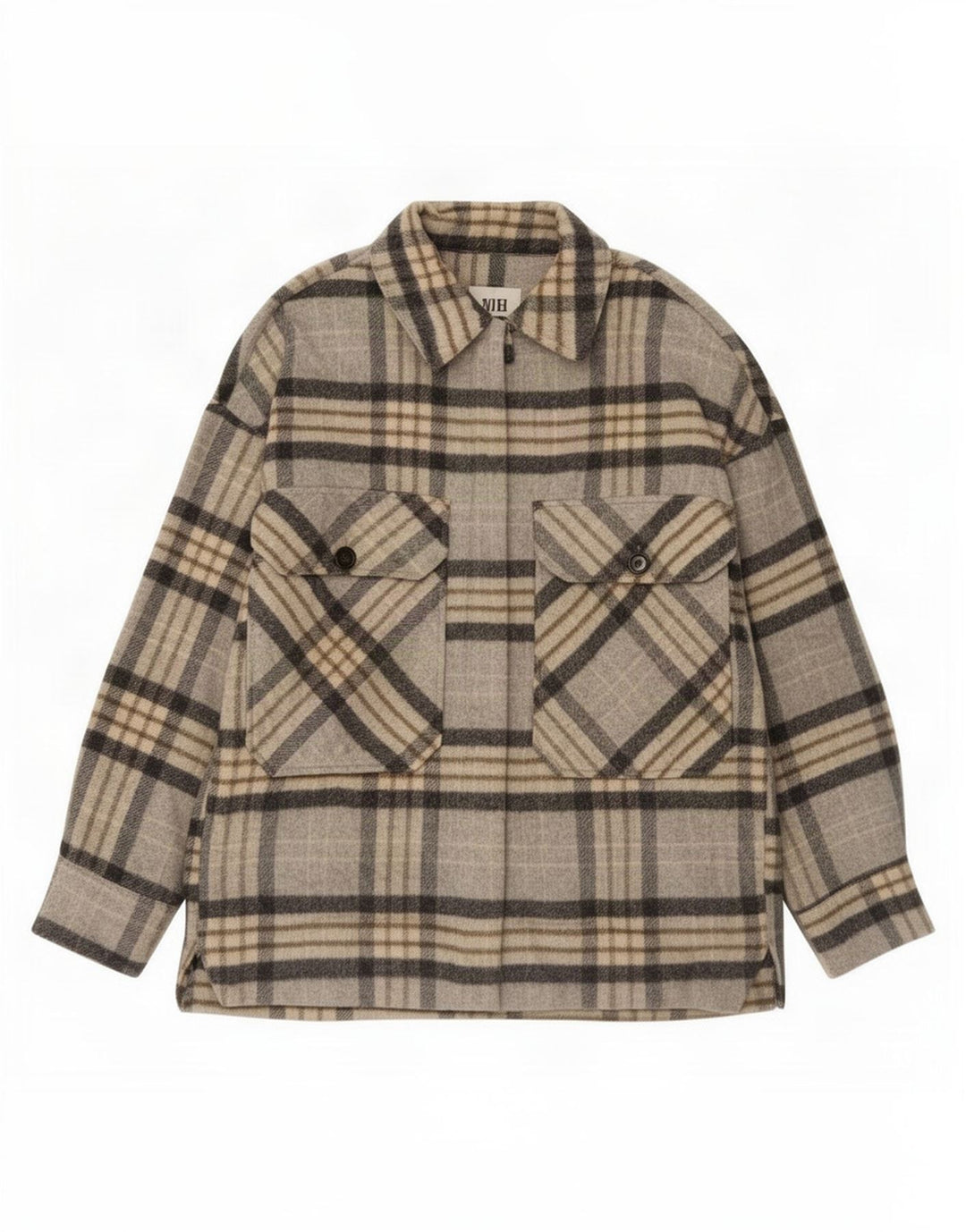 Zara Veste Shacket pour femme UK 14 Gris moyen à carreaux
